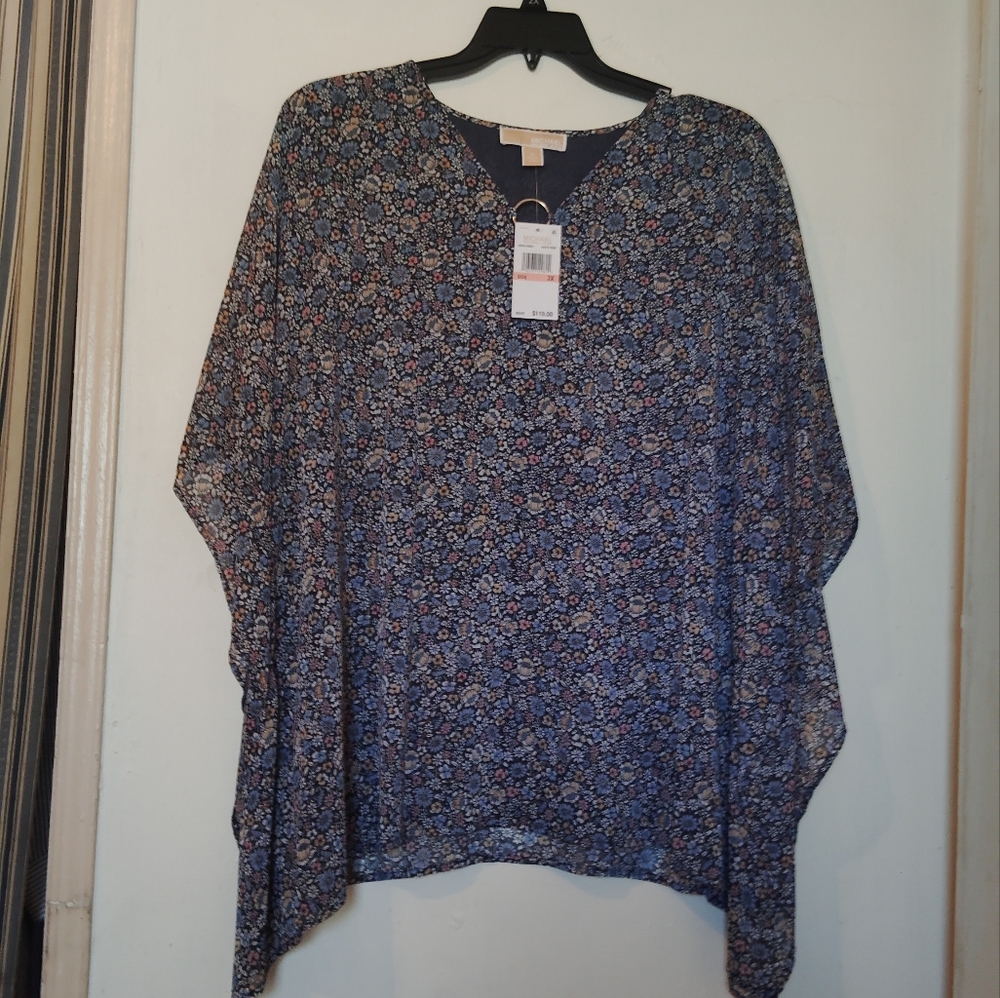 Moss & Spy Blue Relaxed Asymmetrical Blouse